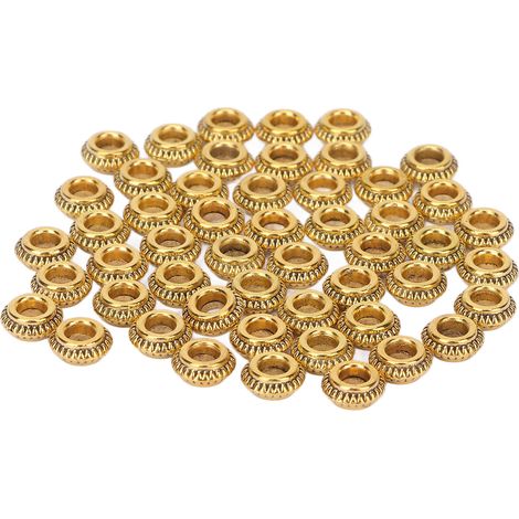 50 perles à dreadlocks en alliage de zinc, anneaux de décoration pour cheveux et barbe, accessoires DIY bijoux or (1/4)