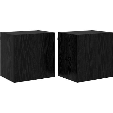 Lot de 2 meubles TV muraux modernes design épuré 40,5 x 30 x 40 cm en bois d'ingénierie chêne noir (1/5)