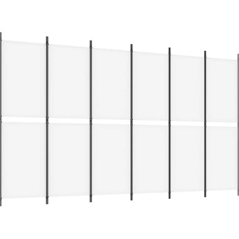 Paravent Cloison de séparation 6 panneaux, Pour Jardin, Balcon, Terrasse Blanc 300x180 cm Tissu OIB2491E