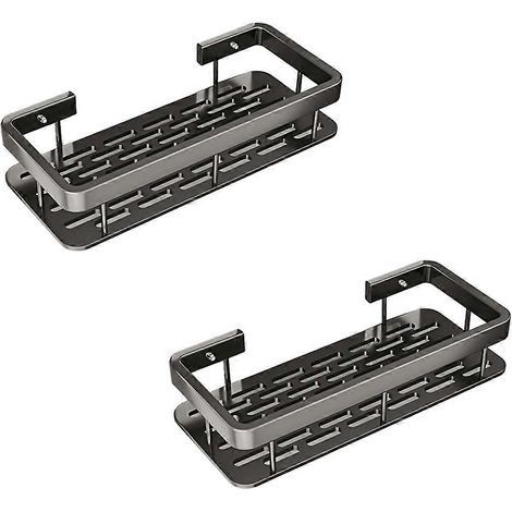 Étagère de salle de bain triangulaire d'angle sans perçage, lot de 2 (1/5)