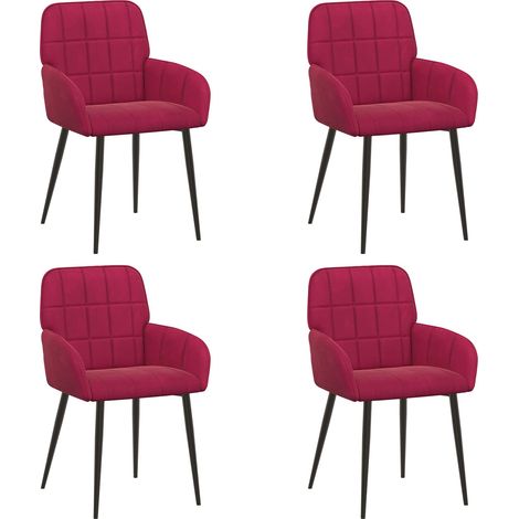 Maison Exclusive - Chaises de salle à manger 4 pc Velours Bordeaux 57 x 50 x 85 cm (1/5)