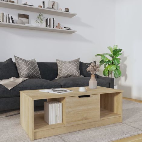 Mesa de centro madera de ingeniería roble Sonoma 102x50x36 cm vidaXL (1/5)