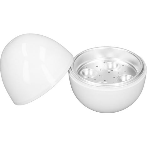Eiförmige weiße Eier, Mikrowellen-Eierdämpfer - Eierkocher für hartgekochte Eier, Eierkocher (1/5)