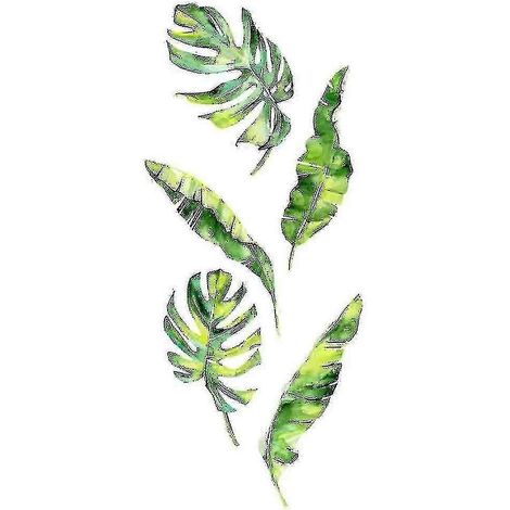 Sticker mural en vinyle représentant des feuilles de plantes tropicales vertes estivales - Décoration intérieure (1/5)