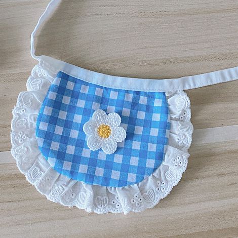 Bandana pour chien, mignon et tendance, motif écossais, smiley, bavoir pour petit chien, bichon, nounours, poméranien, bleu ciel