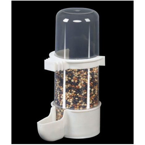 Abreuvoir / Mangeoire automatique pour oiseaux — Distributeur automatique — Accessoires pour cages de perroquets et hamsters — Spécifiquement pour perruches — Blanc (1/4)