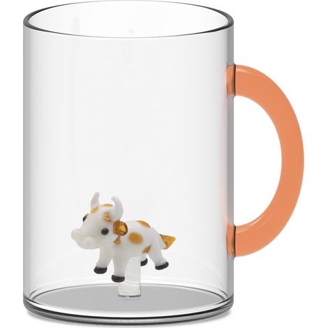 WD LifeStyle Tazza Vetro Borosilicato Cc 420 ml Decoro Mucca