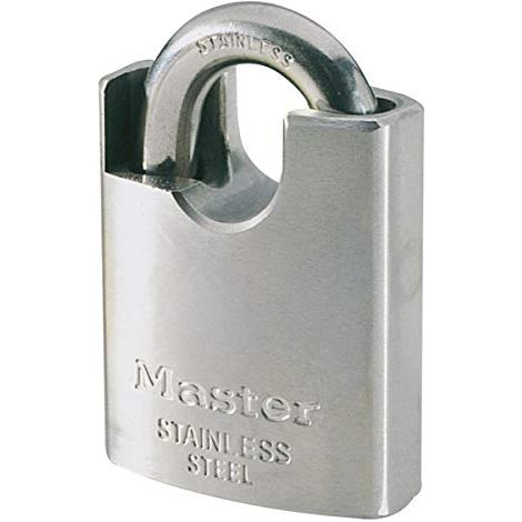 Master Lock 550EURD Lucchetto Marino a Chiave e Archetto con Protezione, Grigio, 9 x 5 x 2.3 cm