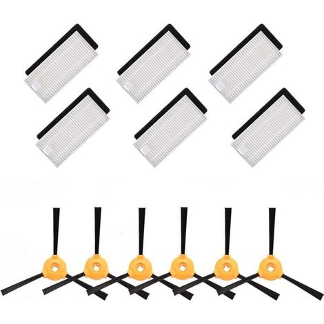 Ersatzzubehörset: 6 Seitenbürsten + 6 HEPA-Filter + 6 Schwämme, kompatibel mit Ecovacs Deebot 500 / 600 / 601 / 605 Staubsaugern (1/4)