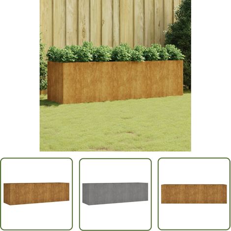 The Living Store Lit surélevé de jardin 280x80x80 cm acier corten - Jardiniere - Lit Surélevé - Acier Corten - Décoration Extérieur - Balcon (1/5)