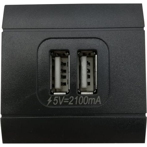Modulo doppio usb caricatore compatibile matix  2 prese presa usb C1119 nero (1/4)