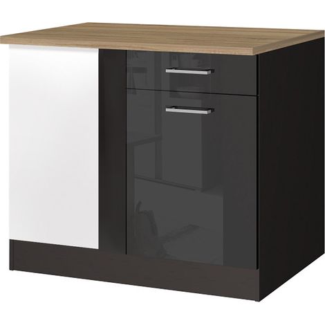Küchen-Eck-Unterschrank 110 MARANELLO-03 Anthrazit Hochglanz Breite 110 cm