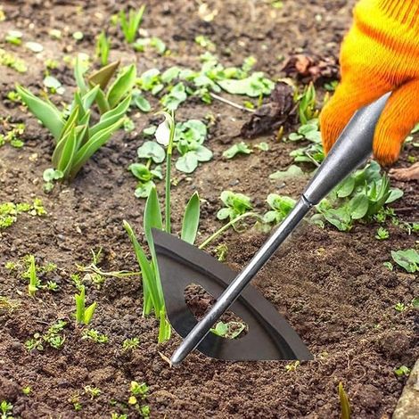 Binette Jardinage Desherbage, Houe Jardinage, Binette Creuse en Acier Inoxydable, Râteau de Désherbage Portatif pour Plantation de Légumes, Petite Binette Portable, Accessoires de Désherbage (1/5)