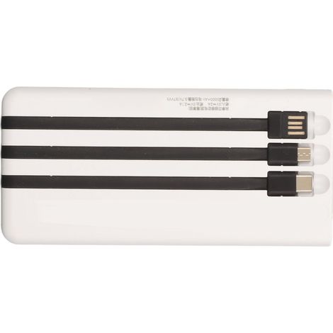 Batterie externe solaire portable 20 000 mAh avec indicateur de charge, double port de sortie et lampe torche intégrée (blanche). (1/5)