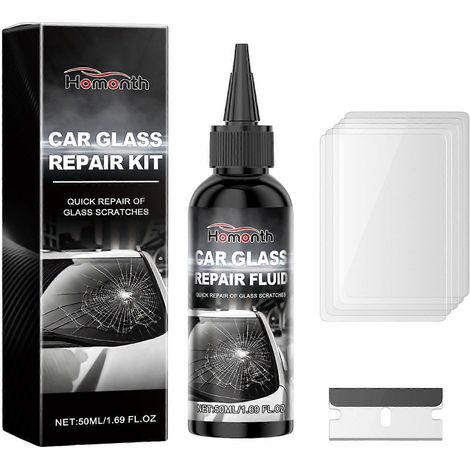 Solution liquide de réparation de pare-brise à faire soi-même. Restaure rapidement une vision claire. Kit d'urgence pour voiture. (1/4)