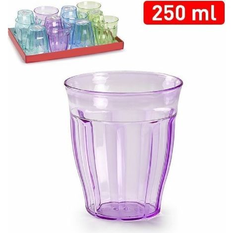 Trade Shop - Set De 6 Piezas De Vidrio De Agua De Agua En Plástico De Color De 250 Ml 11385 -