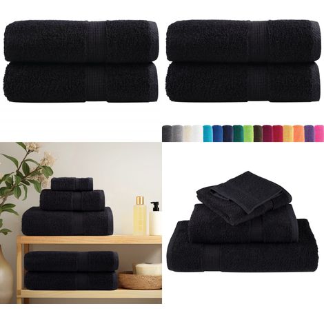 Premium-Gästetücher SOLUND 2 Stk. Schwarz 30x50 cm 600 g/m² - Baumwolltuch - Gesichtstuch (1/5)
