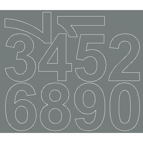 Pegatinas autoadhesivas con números de 8 cm, color gris mate. (1/2)