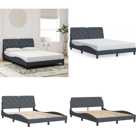 Bettgestell ohne Matratze Dunkelgrau 140x190 cm Samt - Bettsofa - Doppelbett - Boxspringbetten - Samtcouch - Wohnbereich - Home & Living (1/5)