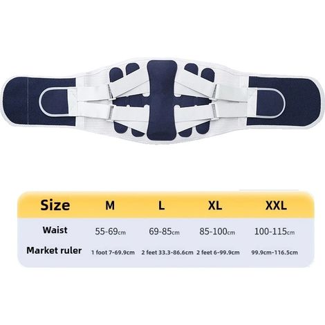 Ceinture de soutien lombaire, ajustement réglable, design ergonomique, L (1/2)