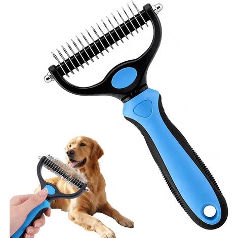 Brosse Double Face 17+9 Dents pour Chien Chat,Étrille Anti-Peluches, Peigne massant pour poils mi-longs/longs, élimine les poils morts tout en stimulant le pelage (1/5)