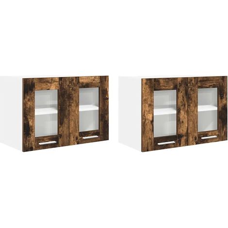 Armadio pensile moderno 60 x 31 x 40 cm ampio spazio di archiviazione design contemporaneo in legno multistrato rovere fumo 020053266