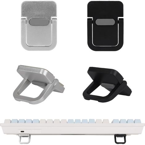 4pcs Supports de Clavier Portables, Rehausseur de Bureau Pliable et Invisible en Plastique Auto-Adhésif pour Ordinateur Portable Compatibles avec Plupart Claviers (Argent et Noir) (1/5)