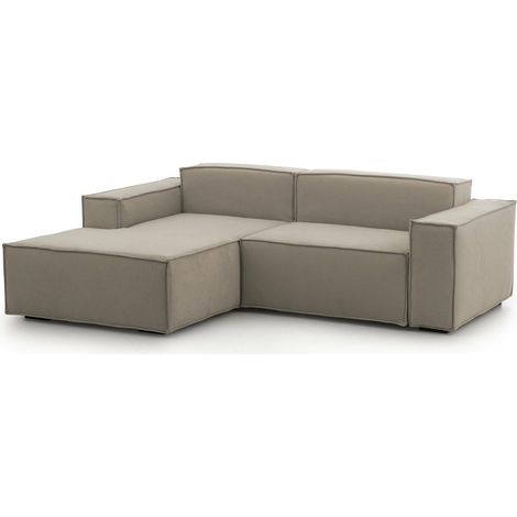 Talamo Italia - Divano fisso con penisola Alhoa, Divano componibile a 2 posti con penisola sinistra, Sofà in tessuto, 100% Made in Italy, Cm 220x170h70, Tortora