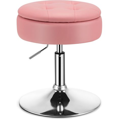 Sgabello girevole a 360° altezza regolabile 51-66 cm con contenitore stile moderno similpelle rosa 200014153