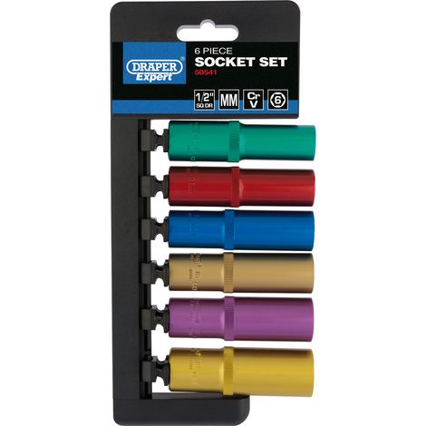 Draper 1/2" Sq. Dr. Metric Coloured Deep Socket Set (6 Piece) (50541) (1/5)