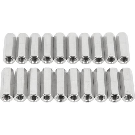 Stainless steel threaded rod connectors, M5x0.8 L25mm hexagonal coupling nut, rust and corrosion resistant, 20 pieces (1/5)