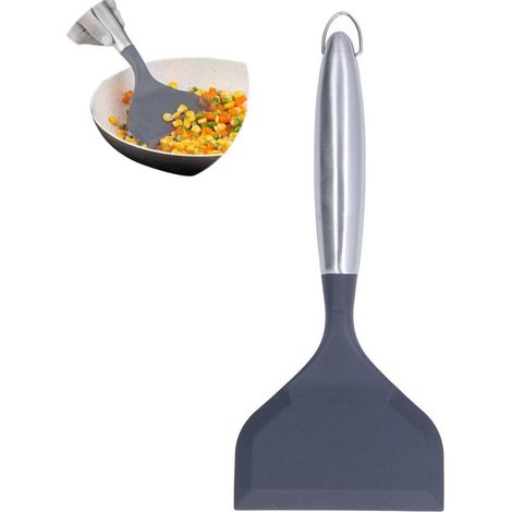 Breiter Silikon-Spachtel, hitzebeständig, antihaftbeschichtet, für Pfannenwender und Wok