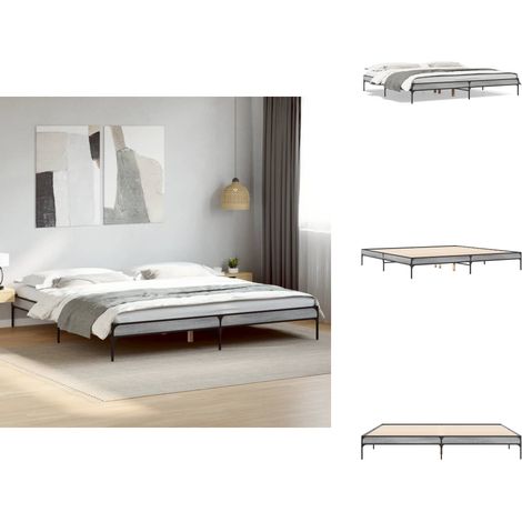 Cadre de lit sans matelas sonoma gris 200x200 cm - Cadre De Lit - Lit Double - Lit Sommier - Lit Design - Lit Moderne (1/5)