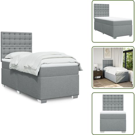 The Living Store Boxspringbett mit Matratze Hellgrau 100x200 cm Stoff - Boxspringbett - Doppelbett - Bettsystem - Schlafsofa - Polsterbett
