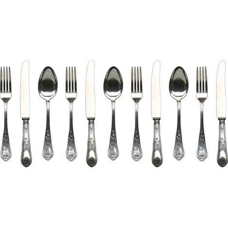 Papier peint panoramique gris et blanc | Tapisserie panoramique couverts pour cuisine | Papiers peints panoramiques originaux - 250 x 500 cm (5 pièces) (1/2)