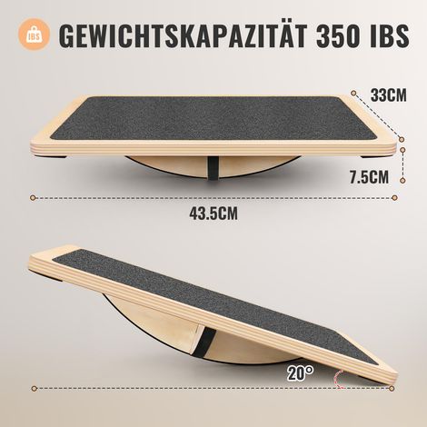 Planche d'équilibre professionnelle en bois pour adultes - Antidérapante, capacité de charge 158,8 kg. Convient pour la kinésithérapie, comme bureau debout, pour le renforcement musculaire et comme pl (1/4)