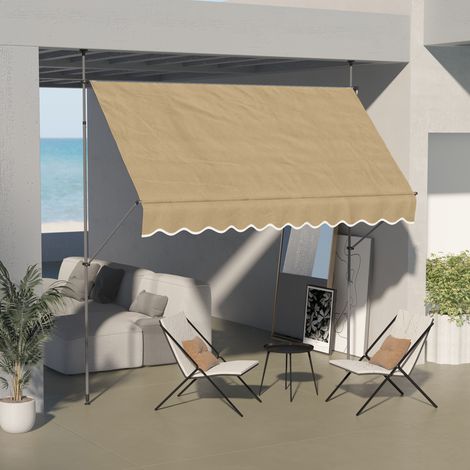 Auvent Manuel Rétractable avec Manivelle 300x120x210-300 cm avec Hauteur Réglable Imperméable et Anti-UV Beige (1/5)