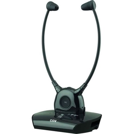 Casque TV sans fil - CGV - HEL DOLFIN PREMIUM - Stéthoscopique - 2,4 GHz - Noir (1/5)