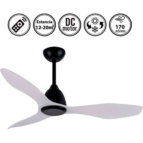 Ventilador de techo con luz silencioso DC con mando taku negro/plata 122 cm invierno-verano color luz regulable (1/4)