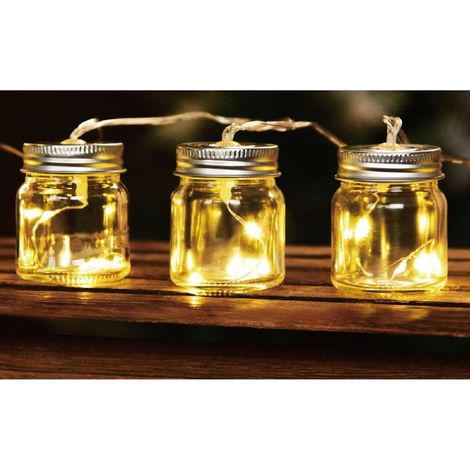 Solar-Party-Lichterkette mit 8 LED Einmachgläser warmweiß mit Blinklicht Deko (1/4)