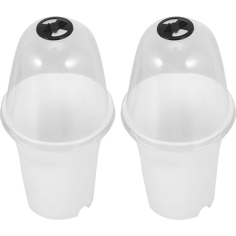 Pot de fleurs rond en plastique pour plantes succulentes avec couvercle, pour le jardin (lot de 2). (1/5)