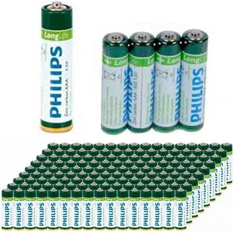 Trade Shop - 144 X Batterie Pile Ministilo Philips Zinco Carbon Longlife Batteria Aaa R3 1,5v - (1/2)