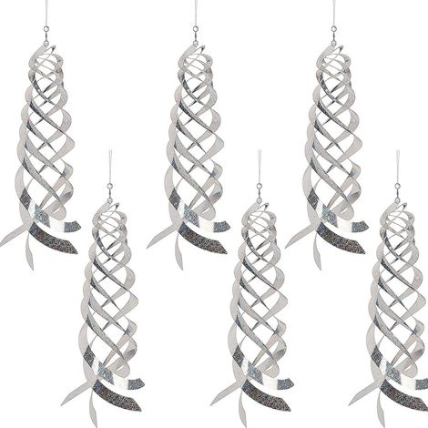 6 réflecteurs laser pour éloigner les oiseaux des fermes et jardins, avec suspension en spirale argentée, dimensions : 30,5 cm × 45 (1/5)