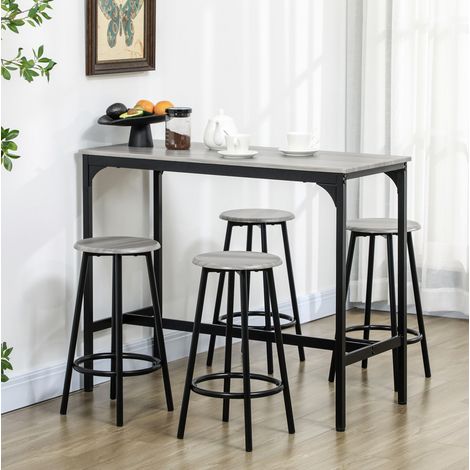 MEUBLIV Mesa alta 110x50 cm gris – conjunto de 5 piezas, ahorro de espacio (1/5)