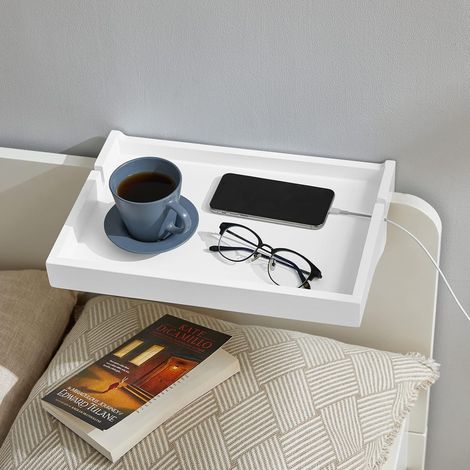 Sobuy – Petite table de chevet suspendue en bambou NKD01W – Dimensions 36x25x8cm – Capacité 2,5kg – Pour petits espaces et lits superposés