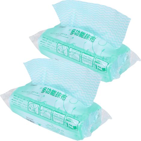Lot de 2 chiffons jetables non tissés pour laver la vaisselle, torchons de cuisine et essuyer (vert) (1/5)