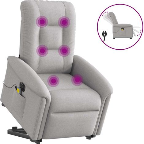 Massagesessel mit Aufstehhilfe Elektrisch Wolkengrau Stoff