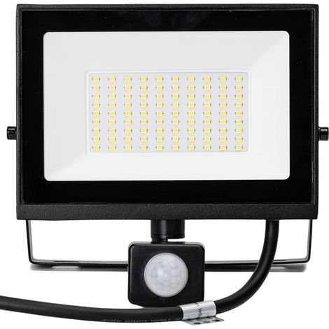 Faro proiettore Led Slim 50W Nero da esterno IP65 Bianco neutro 4000K con sensore crepuscolare e di movimento Aigostar (1/5)