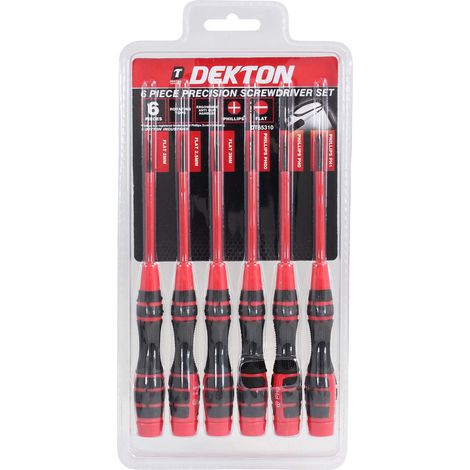 Dekton 6pc Precision Screwdriver Set Slotted Philips PH00 Ph0 PH1 Phones Computers etc (1/2)