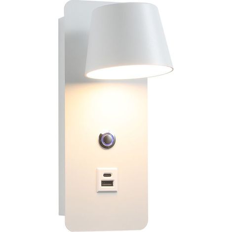 Lampe de lecture de tête de lit LED avec charge USB, gradation tactile de 7,5 W, idéale pour la décoration intérieure de l'hôtel à la maison, blanc (1/5)